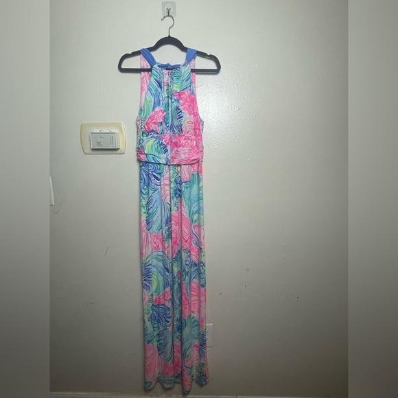 New Lilly Pulitzer MARTINA MAXI Halter Long DRESS Beach Please Bow Pink sz M - Picture 6 of 7